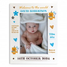 Personalised Baby Boy Photo Frame With Birth Details Welcome