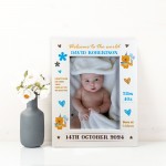 Personalised Baby Boy Photo Frame With Birth Details Welcome