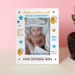Personalised Baby Boy Photo Frame With Birth Details Welcome