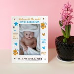 Personalised Baby Boy Photo Frame With Birth Details Welcome