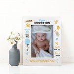 Personalised Baby Boy Portrait Photo Frame With Birth Details