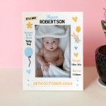 Personalised Baby Boy Portrait Photo Frame With Birth Details