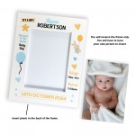 Personalised Baby Boy Portrait Photo Frame With Birth Details