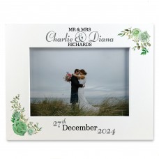 Mr & Mrs Gift Wedding Photo Frame Gift Floral Personalised