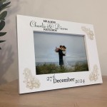 Gift For Wedding Mr & Mrs Photo Frame Floral Leaves Personalised