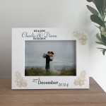 Gift For Wedding Mr & Mrs Photo Frame Floral Leaves Personalised