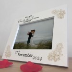 Gift For Wedding Mr & Mrs Photo Frame Floral Leaves Personalised