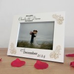 Gift For Wedding Mr & Mrs Photo Frame Floral Leaves Personalised