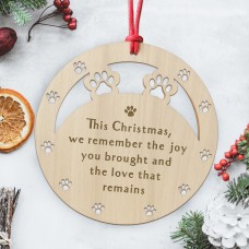 Dog Memorial Bauble Wooden Engraved Tree Decorations For Pets