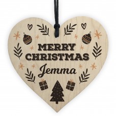 Personalised Merry Christmas Wood Heart Gift For Friends Family