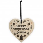 Personalised Merry Christmas Wood Heart Gift For Friends Family