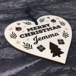 Personalised Merry Christmas Wood Heart Gift For Friends Family
