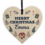 Merry Christmas Personalised Wooden Heart Bauble Gift For Friend