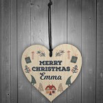 Merry Christmas Personalised Wooden Heart Bauble Gift For Friend