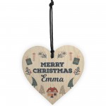 Merry Christmas Personalised Wooden Heart Bauble Gift For Friend