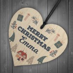 Merry Christmas Personalised Wooden Heart Bauble Gift For Friend
