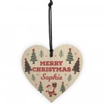 Merry Christmas Personalised Wooden Heart Tree Decorations