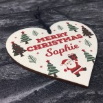 Merry Christmas Personalised Wooden Heart Tree Decorations