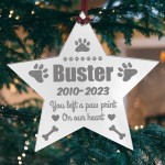 Personalised Pet Memorial Christmas Tree Bauble Decoration Star