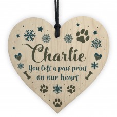 Personalised Pets Dog Memorial Bauble Wooden Heart Ornament