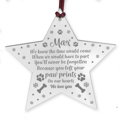DOG MEMORIAL Acrylic Christmas Tree Poem Decoration Personalised