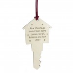 Personalised First Christmas in Our New Home Bauble Wooden Key