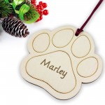 Personalised Paw Print Bauble Engraved Decorations Customised 