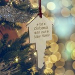First Christmas New Home Bauble Engraved Wooden Tree Decoration