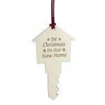 First Christmas New Home Bauble Engraved Wooden Tree Decoration