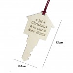First Christmas New Home Bauble Engraved Wooden Tree Decoration