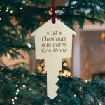 First Christmas New Home Bauble Engraved Wooden Tree Decoration