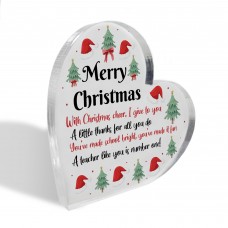 Gift For Teacher Teaching Assistant For Christmas Heart Plaque
