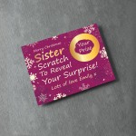 Personalised Sister Christmas Scratch Reveal Card Surprise
