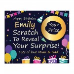 Personalised Birthday Scratch Reveal Card, Gift Reveal Card