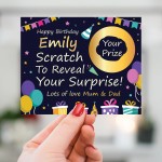 Personalised Birthday Scratch Reveal Card, Gift Reveal Card