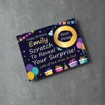 Personalised Birthday Scratch Reveal Card, Gift Reveal Card