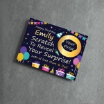 Personalised Birthday Scratch Reveal Card, Gift Reveal Card