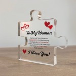 Gifts for Her I Love You Gifts for Her To My Woman Acrylic Block