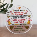Christmas Gift For Teacher Acrylic Plaque Poem Assistant Gift