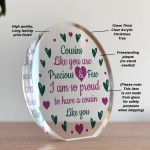 Gift For Cousin Birthday Christmas Acrylic Plaque Cousin Gifts