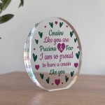 Gift For Cousin Birthday Christmas Acrylic Plaque Cousin Gifts