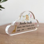Personalised Baby Gift Standing Acrylic Plaque Birth Details