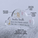 Personalised Baby Gift Standing Acrylic Plaque Birth Details