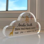 Personalised Baby Gift Standing Acrylic Plaque Birth Details