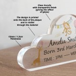 Personalised Baby Gift Standing Acrylic Plaque Birth Details