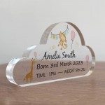 Personalised Baby Gift Standing Acrylic Plaque Birth Details
