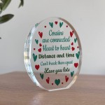 Cousin Plaque Long Distance Gift For Cousin Thank You Gift