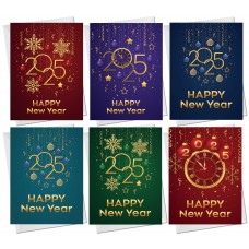 Happy New Year 2025 Cards Pack of 6 New Year Greeting Cards