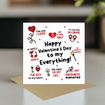 Happy Valentines Day To My Everything Card Valentines Card