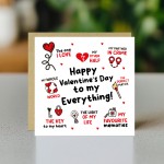 Happy Valentines Day To My Everything Card Valentines Card